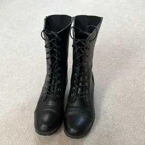 Bamboo back zip womens combat boots deals